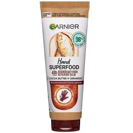 کرم دست گارنیه ترمیم کننده پوست خشک حاوی کره کاکائو سوپر فود 75 میل Garnier Hand Superfood