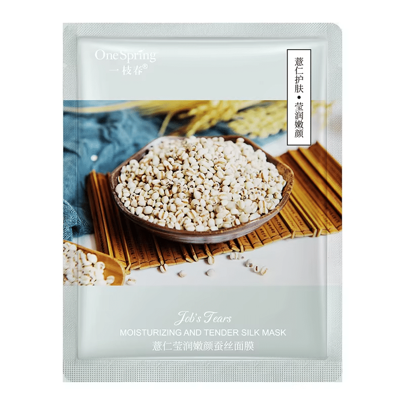 ماسک ورقه‌ای ابریشم و شال تسبیح وان اسپرینگ 25گرم OneSpring Job’s Tears Silk Mask