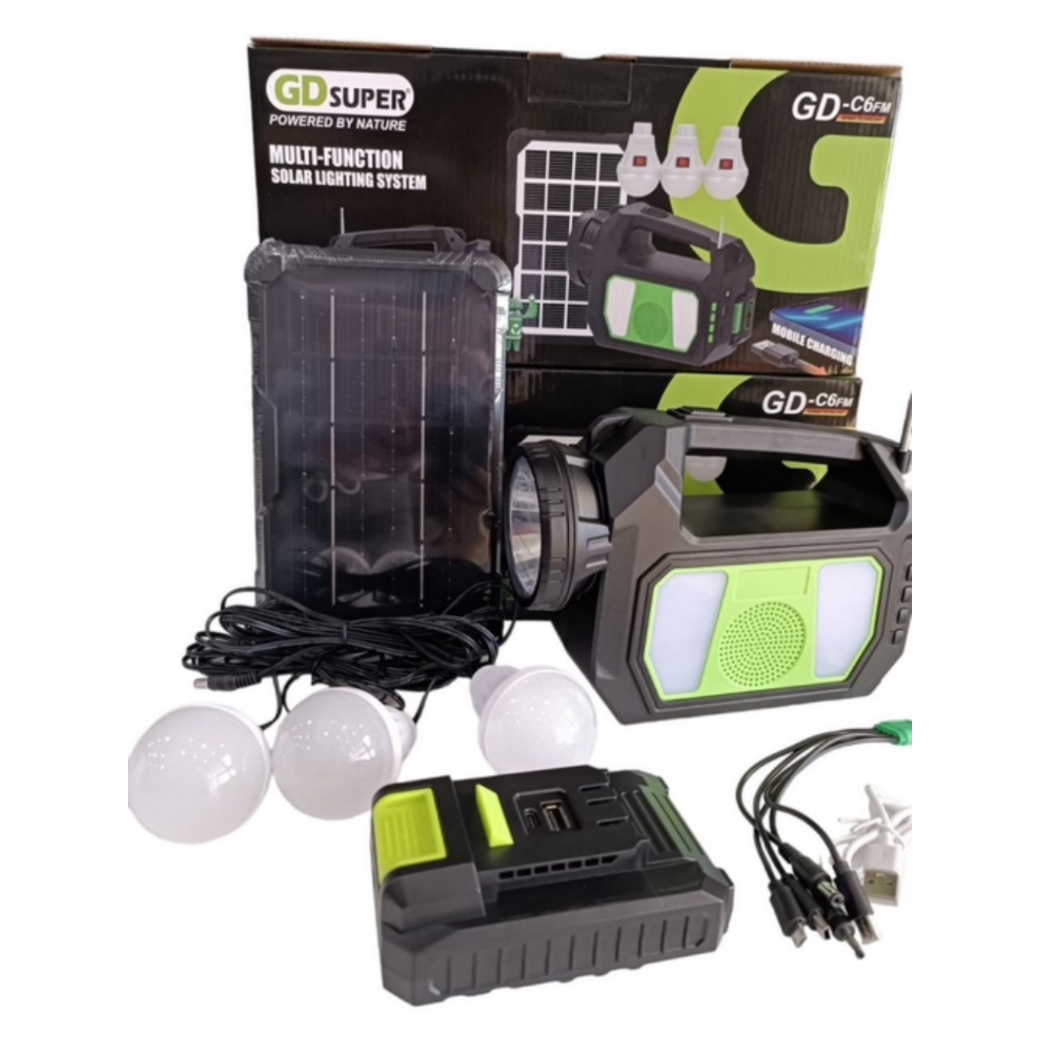 پکیج شارژی و خورشیدی GD SUPER مدل GD-C6FM — تصویر ۲