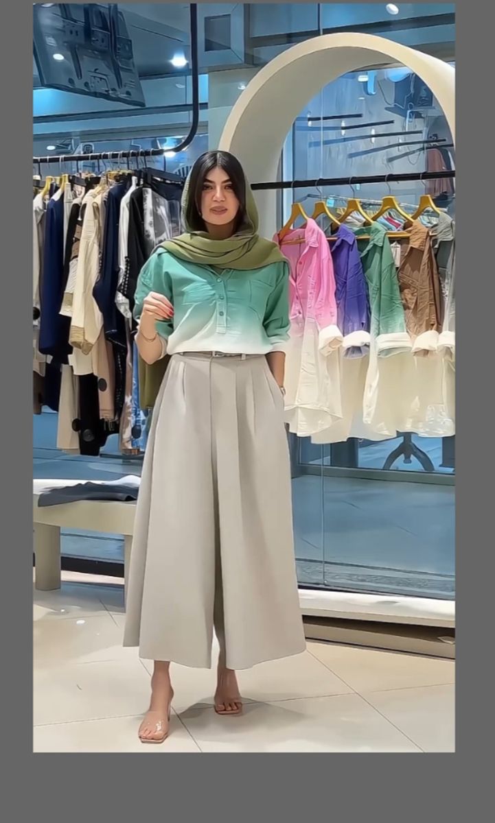 ست شومیز دامن شلواری آبرنگی کد te93488 — تصویر ۲