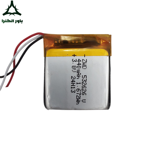 باتری لیتیوم پلیمر ZWD 3.8V 440mAh 1.672Wh 532626