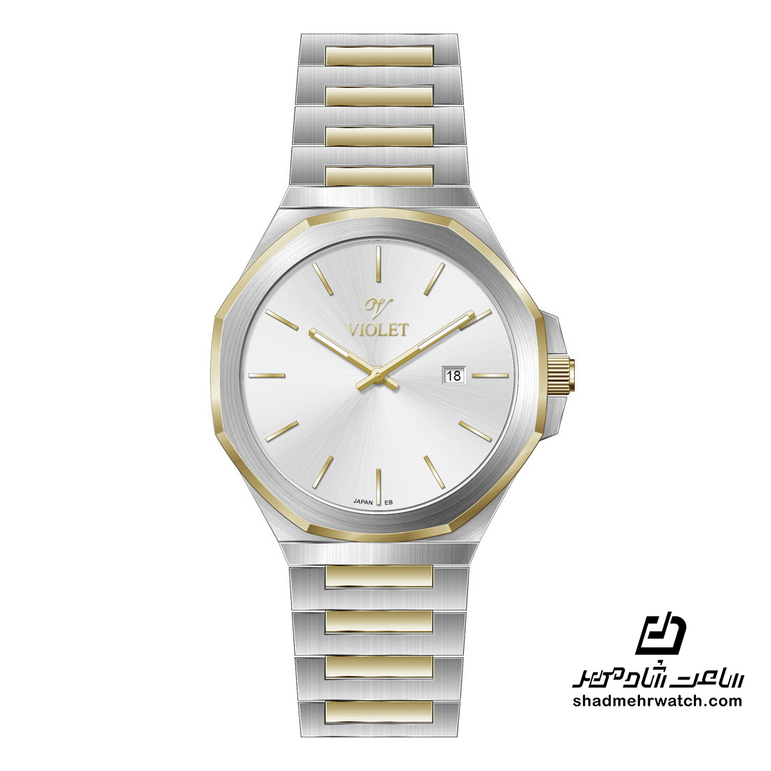 ساعت مچی مردانه ویولت فلزی نقره ای طلایی B0623G/818 — تصویر ۳
