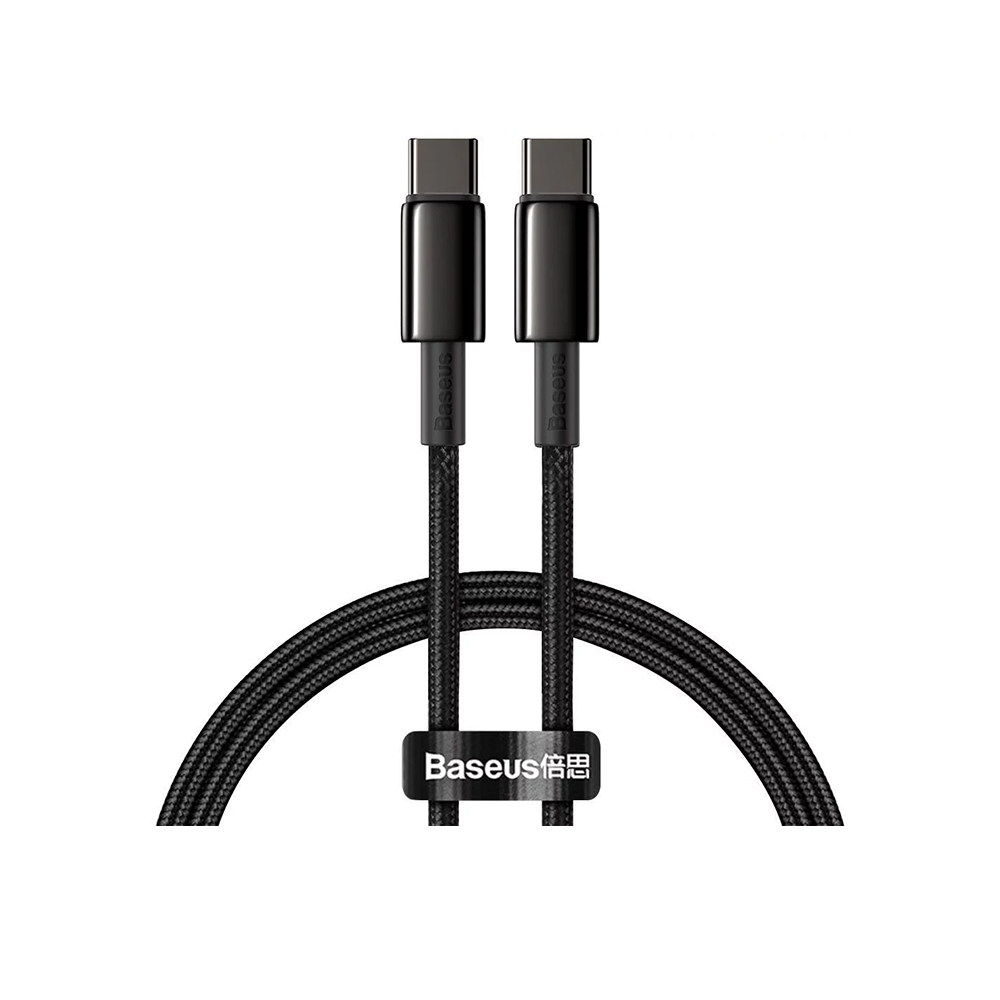 کابل تایپ سی به تایپ سی بیسوس مدل Baseues Cable Tungsten Gold Cable CATWJ-01 طول 1 متر و با توان 100W