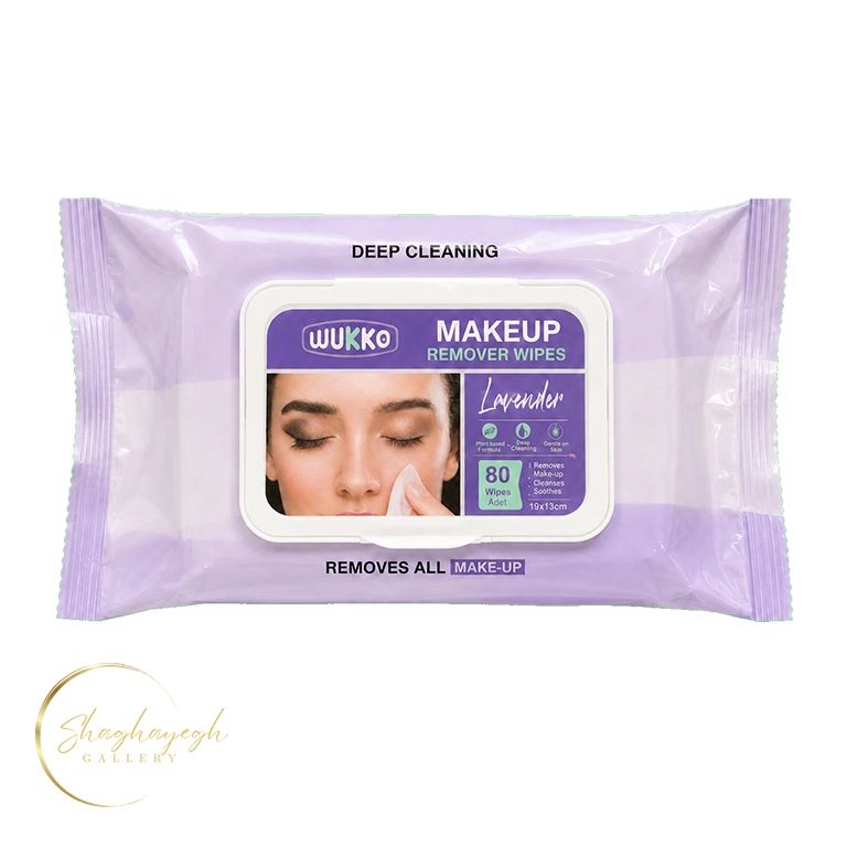 دستمال مرطوب پاککننده آرایش لوندر ووکیجی 80 عددی WUKKG Lavender Makeup Remover Wipes