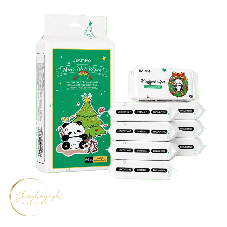 دستمال مرطوب جیبی طرح کریسمس پاندا 64 عددی