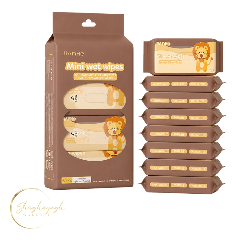 دستمال مرطوب جیبی طرح شیر جین هه 64 عددی