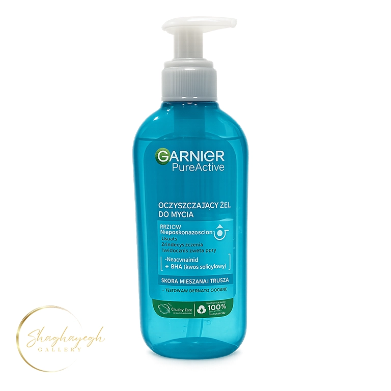 ژل شستشوی ضدجوش نیاسینامید و سالیسیلیک اسید گارنیر پیور اکتیو 200 میل Garnier PureActive Anti Imperfection Cleansing Gel with Niacinamide and BHA Salicylic Acid 200ml