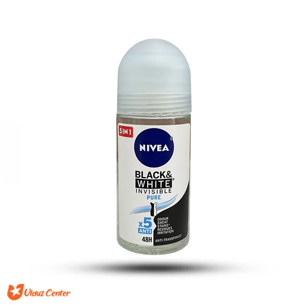 رول ضد تعریق زنانه نیوا مدل Black – White pure 72h حجم 50 میل
