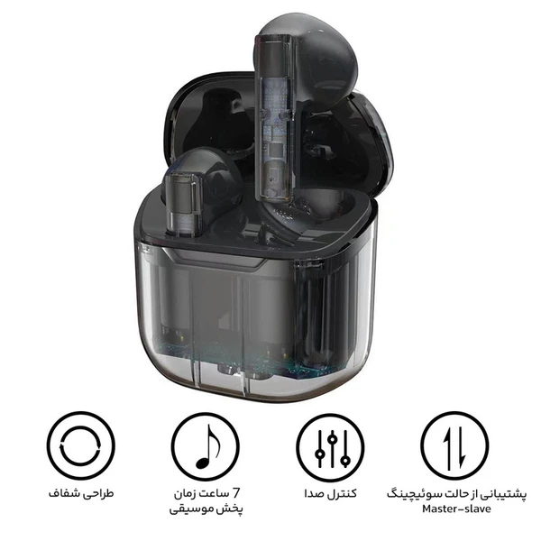 هدفون بی سیم مدل YX09 Fully Transparent — تصویر ۳