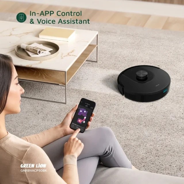 جاروبرقی رباتیک هوشمند گرین لاین مدل Smart Robot Vacuum Pro – مکش ۴۰۰۰ Pa — تصویر ۴