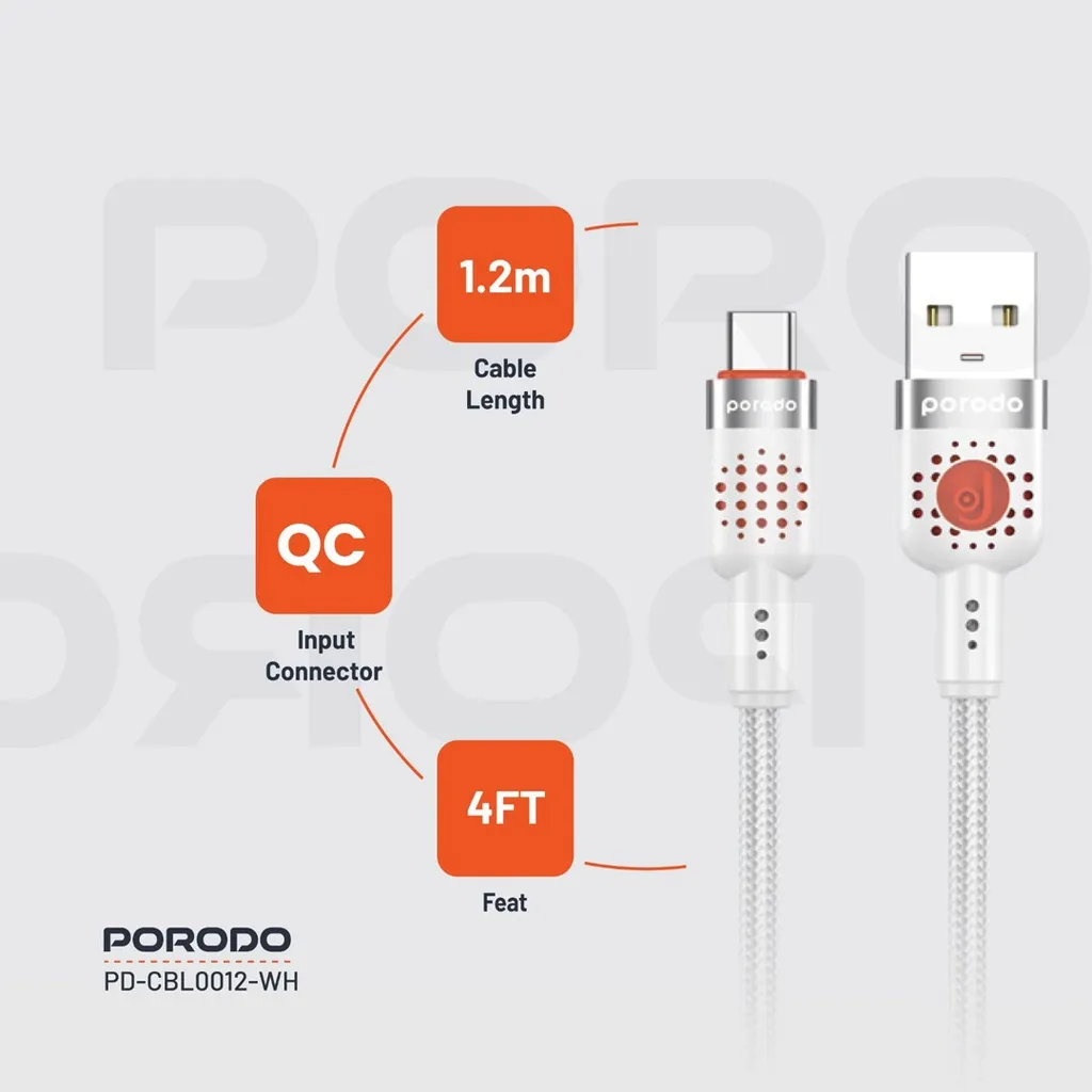 کابل شارژ type-A به type-C پرودو مدل cbl0012 — تصویر ۳