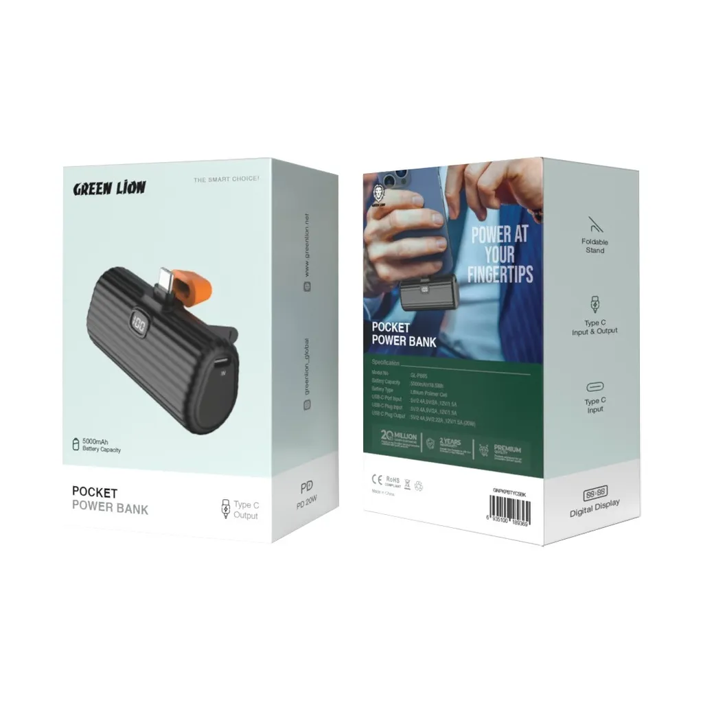پاوربانک گرین لاین مدل 5000mAh Pocket پورت type-C — تصویر ۳