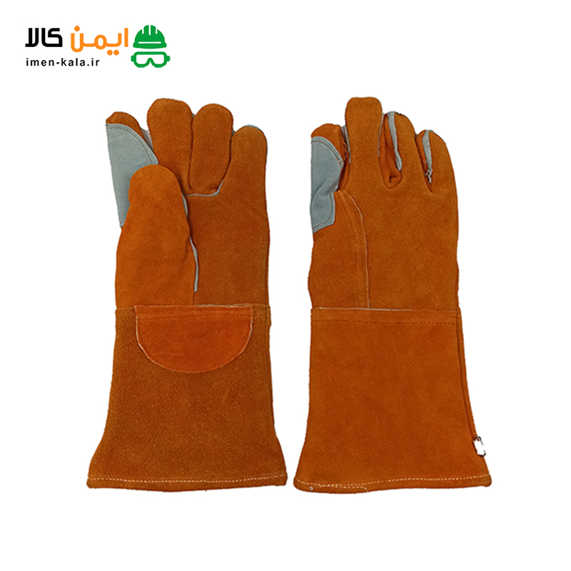 دستکش جوشکاری تمام چرم سیم دوز طرح آمریکایی