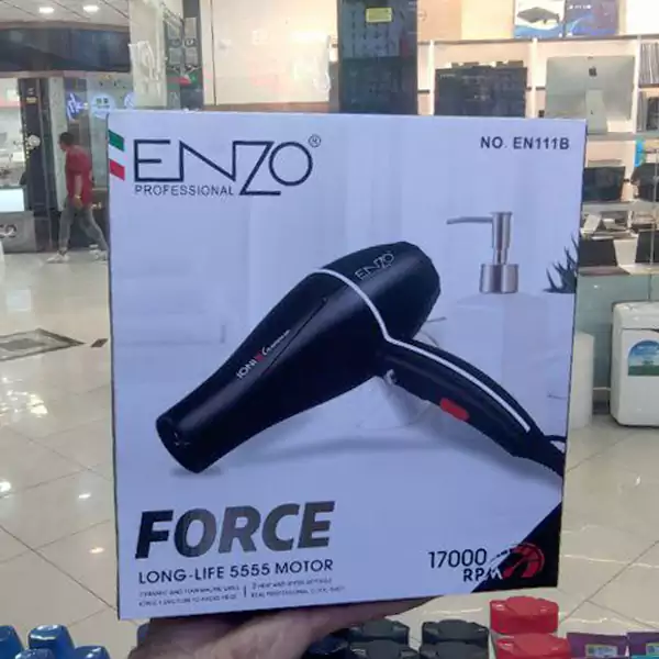 سشوار انزو ENZO مدل 111B؛ موتور AC و فناوری یون منفی کد 7017 — تصویر ۵
