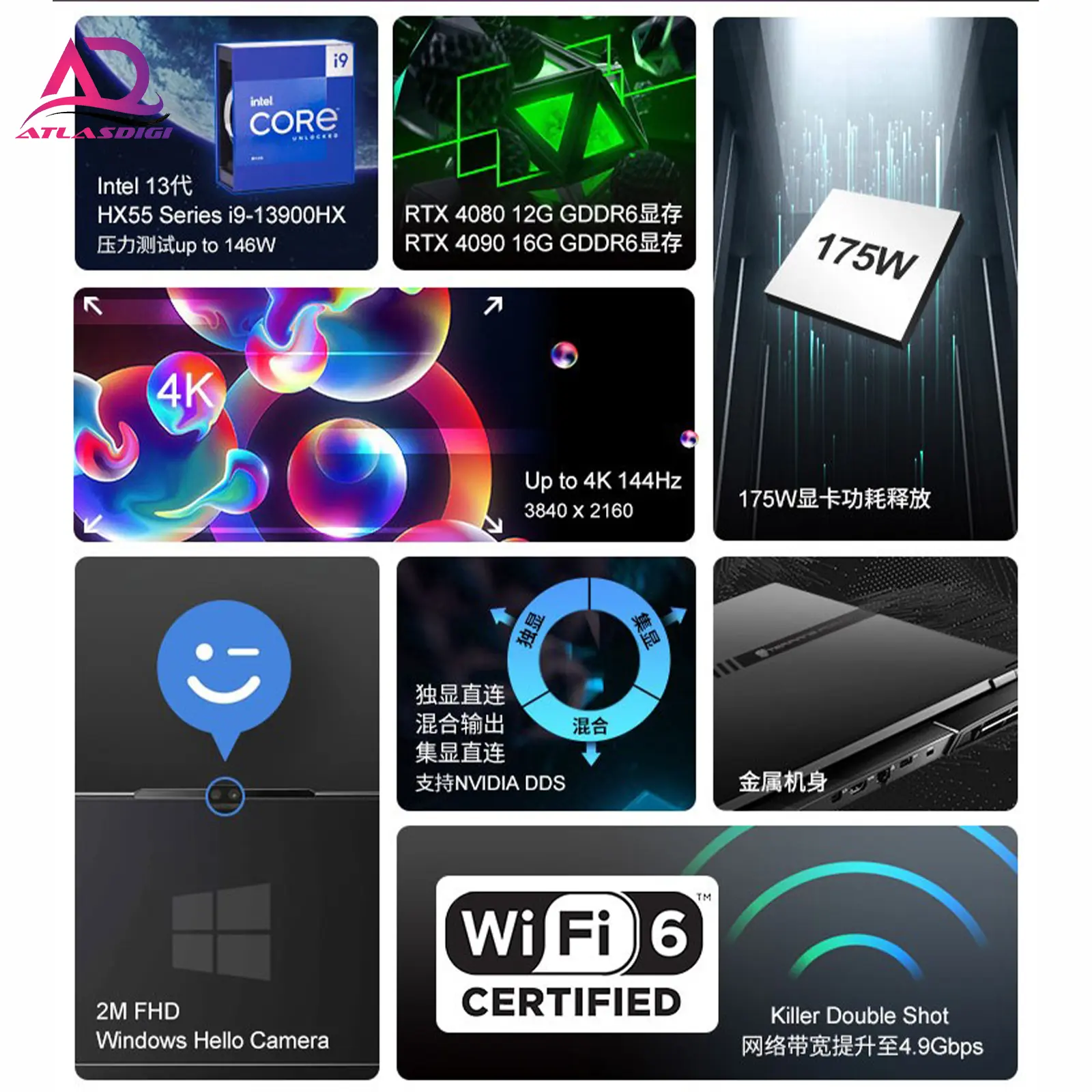 لپ تاپ گیمینگ terransforce مدل TERRANSFORCE X911 2023 i9-13900HX RTX4090 32GB 2TB 4K — تصویر ۷