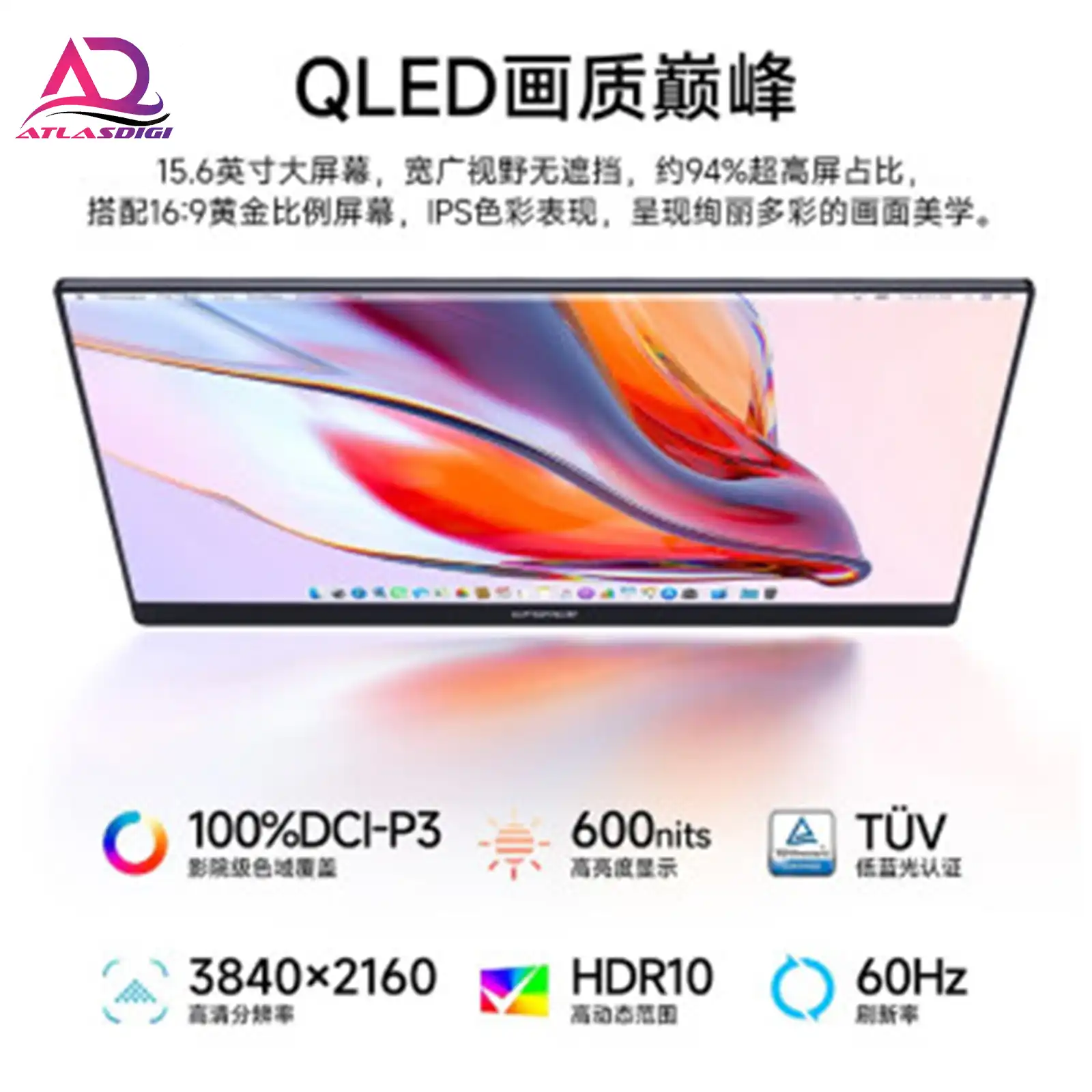 صفحه نمایش قابل حمل CFORCE مدل CF015QMax 4K QLED — تصویر ۳