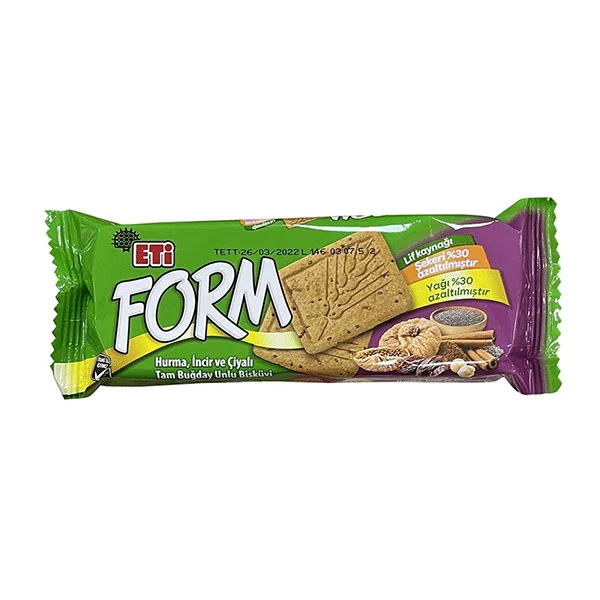 بیسکویت اتی فورم خورمی و بندق حجم 50 گرم