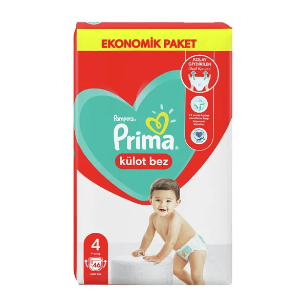 پوشک پریما شورتی شماره 4 بسته 46 عددی