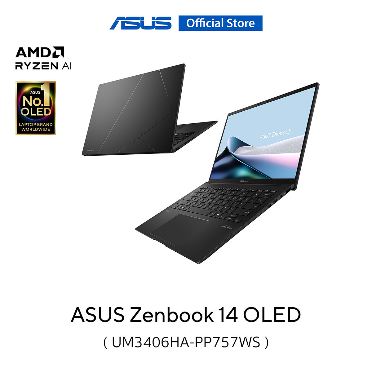 ASUS ZENBOOK 14 AI+COPILOT PC UM3406HA RYZEN7.8840H 16GR5 512G SSD RADEON 780M OLED TOUCH