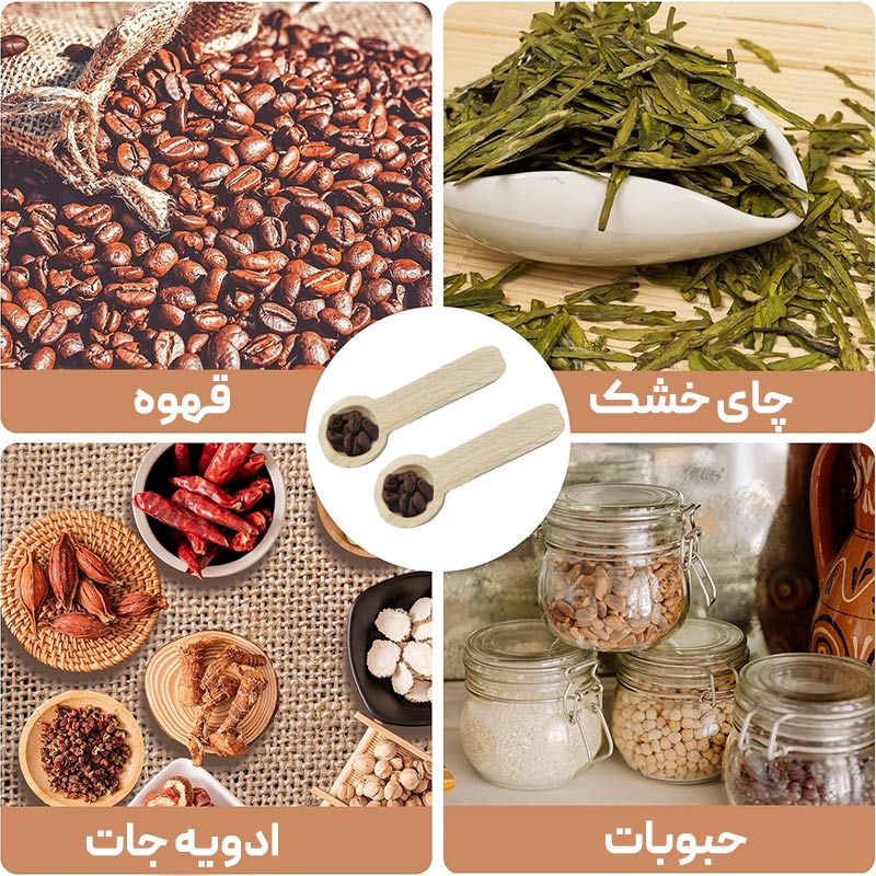 قاشق ادویه چوبی گرد سرتاس 6 عددی — تصویر ۳