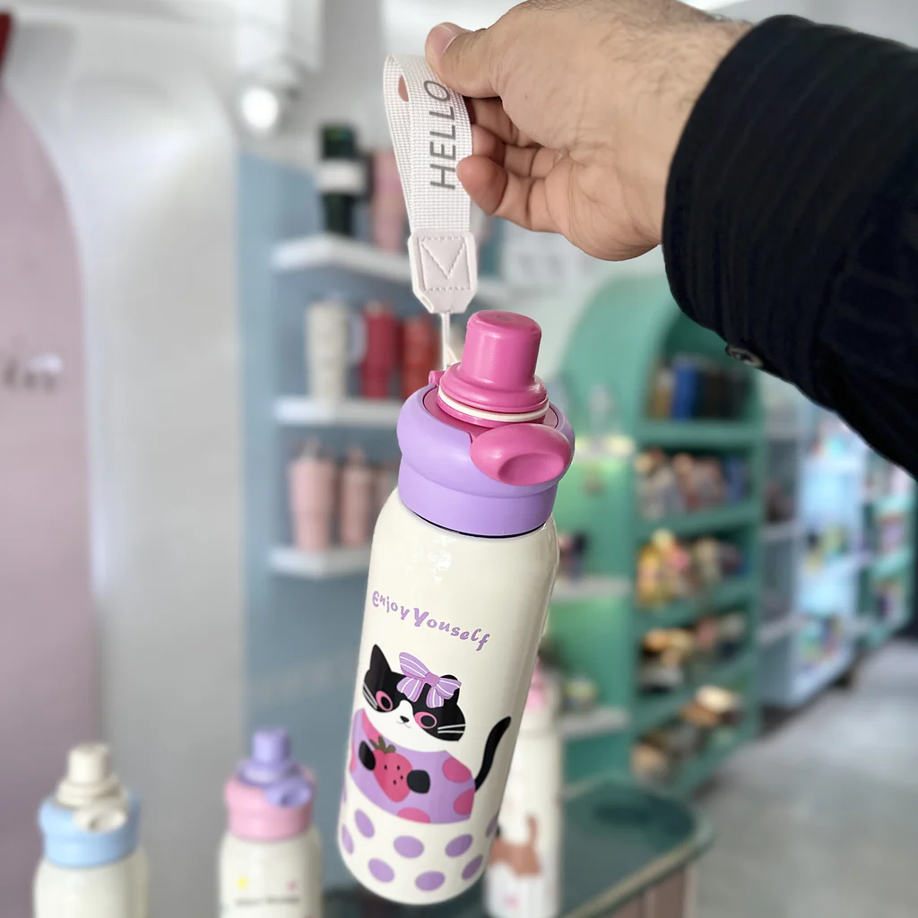 قمقمه کودک استیل 600 میل طرح حیوانات — تصویر ۶