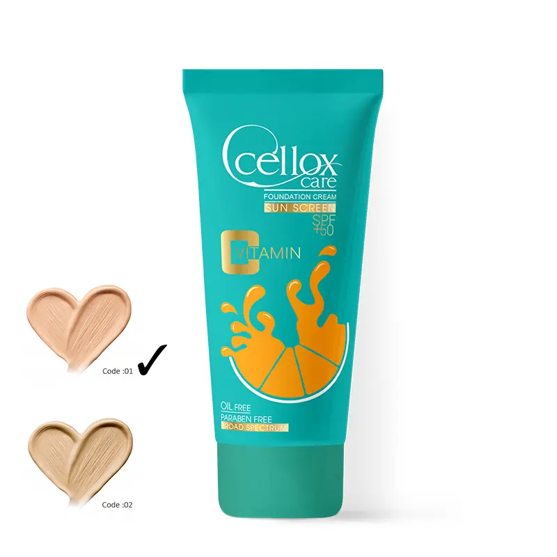 کرم ضدآفتاب رنگی | SPF 50 | فاقد چربی | حاوی ویتامین C | رنگ هلویی | کد 01 |تیوپ| 40 میل — تصویر ۲