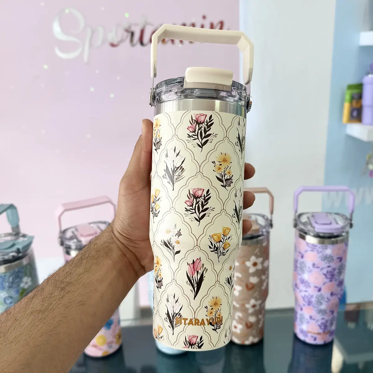 تراول ماگ سیتارایوری گل دار 900 میل — تصویر ۳