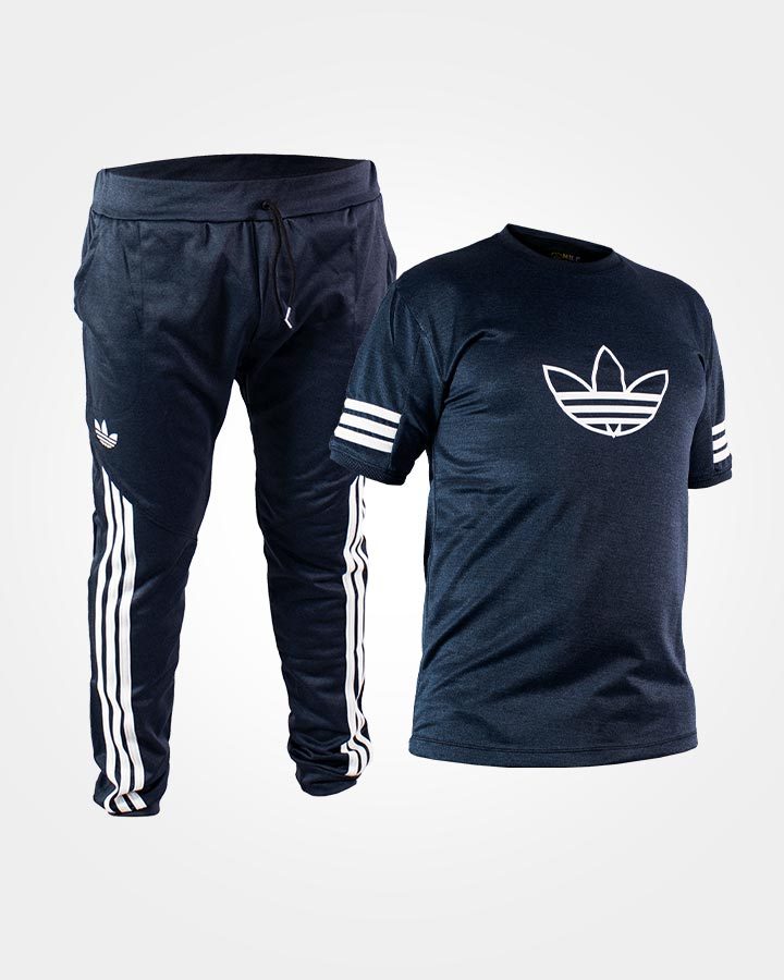 ست تیشرت شلوار سورمه ای مردانه آستین کوتاه Adidas مدل 1595