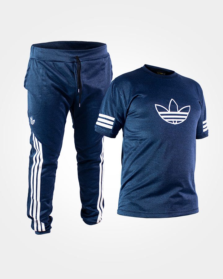 ست تیشرت شلوار آبی مردانه آستین کوتاه Adidas مدل 1589