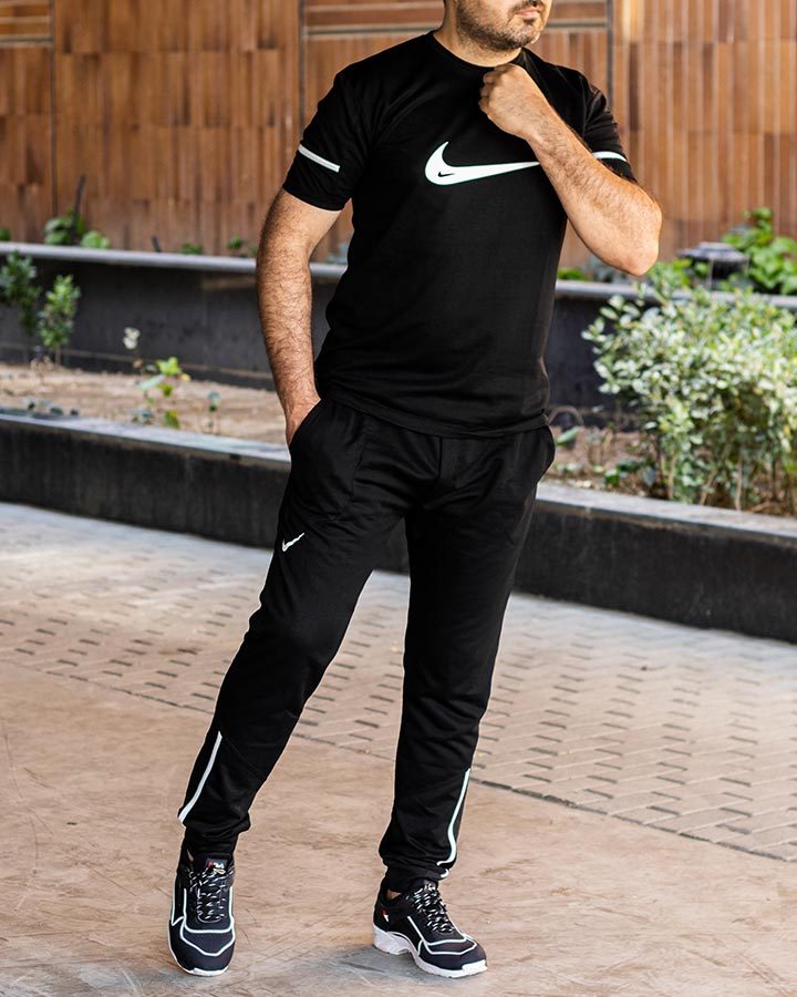 ست تیشرت شلوار مردانه آستین کوتاه مشکی Nike مدل 1512
