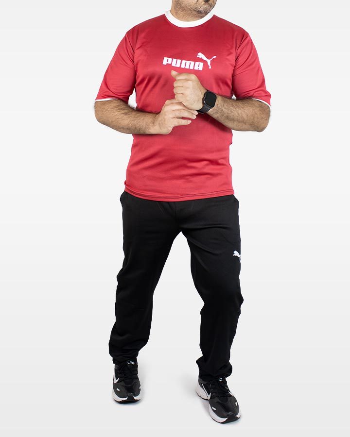 ست تیشرت شلوار قرمز مردانه آستین کوتاه Puma مدل 1875