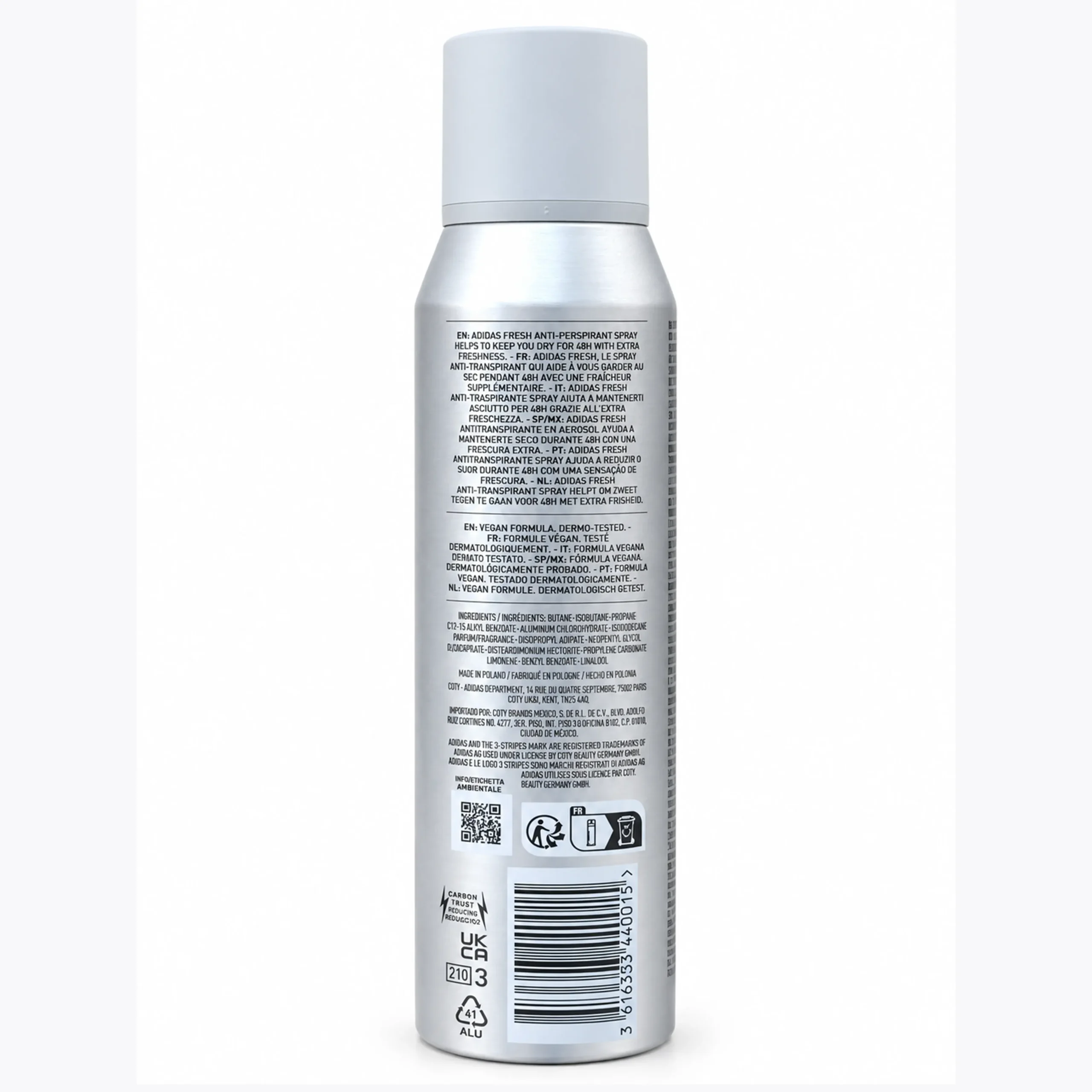 اسپری دئودورانت ۴۸ ساعته آدیداس مدل Fresh حجم ۱۵۰ میل — تصویر ۳