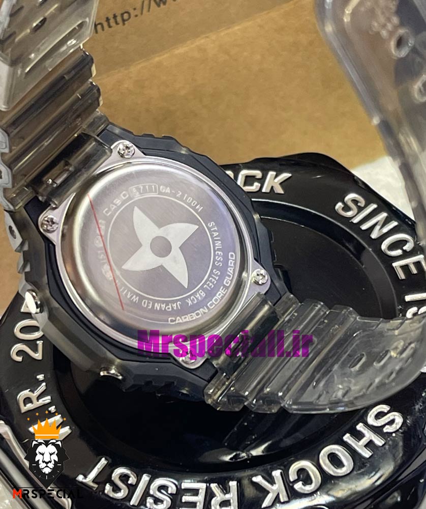 ساعت کاسیو جیشاک بند رابر شیشه ای صفحه سفید Casio g-shock gm-2100 021454 — تصویر ۵