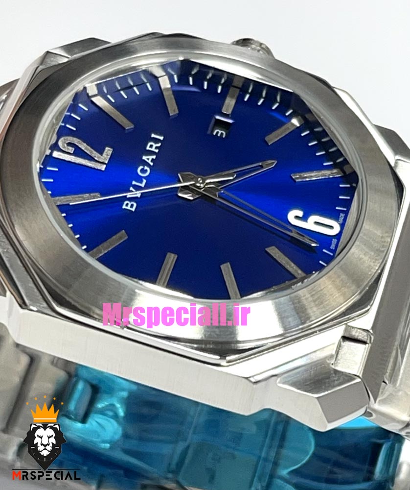 ساعت بولگاری مردانه مدل اکتو کوارتز استیل صفحه ابی BVLGARI Octo 021382 — تصویر ۴