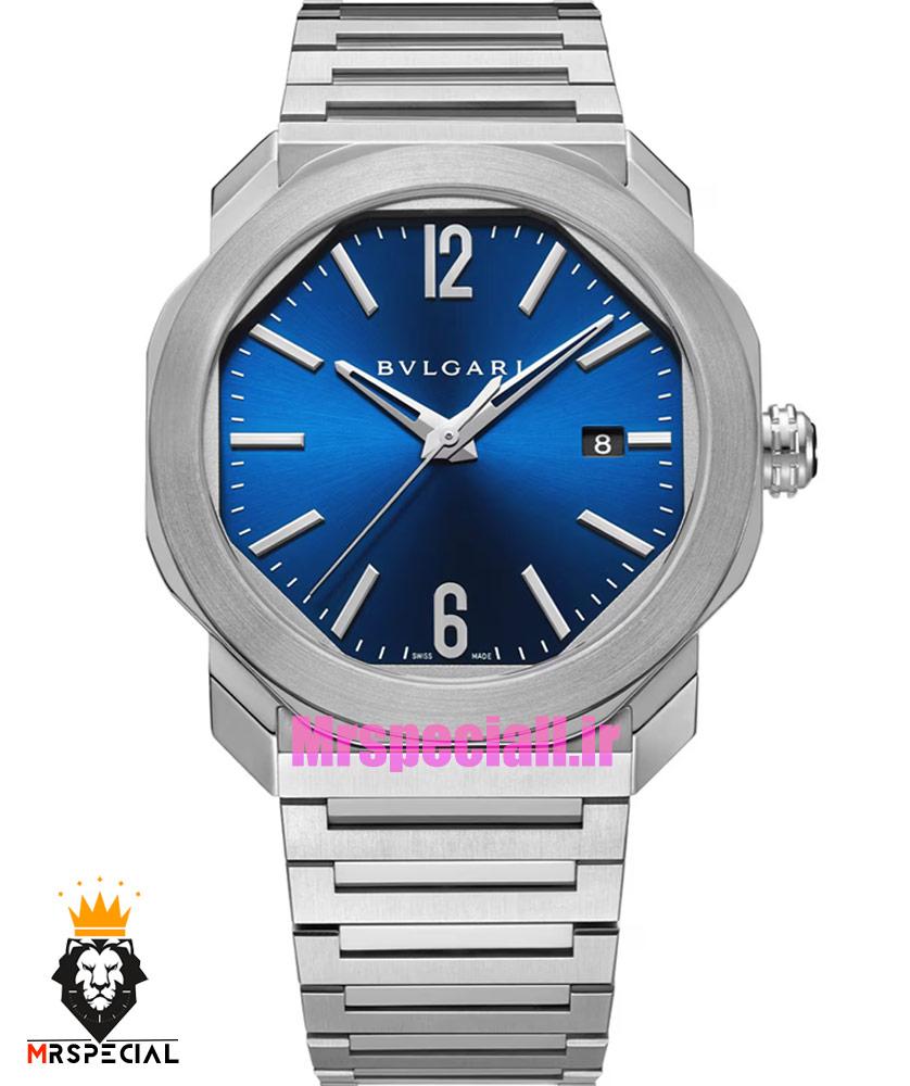 ساعت بولگاری مردانه مدل اکتو کوارتز استیل صفحه ابی BVLGARI Octo 021382 — تصویر ۲