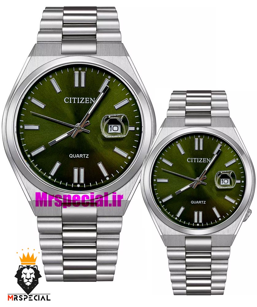 ساعت سیتیزن ست مردانه و زنانه سویوسا کوارتز استیل صفحه سبز 021317 CITIZEN TSUYOSA — تصویر ۲