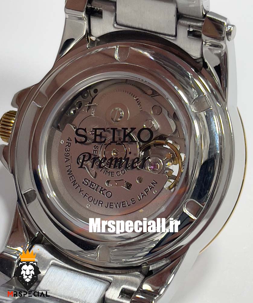 ساعت سیکو مردانه اتوماتیک استیل دورنگ طلایی صفحه سفید 021314 SEIKO PREMIER — تصویر ۷