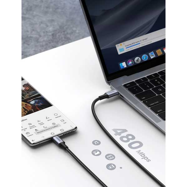 کابل شارژ و دیتا 5 آمپر USB-C به USB-C یوگرین مدل US316 — تصویر ۳