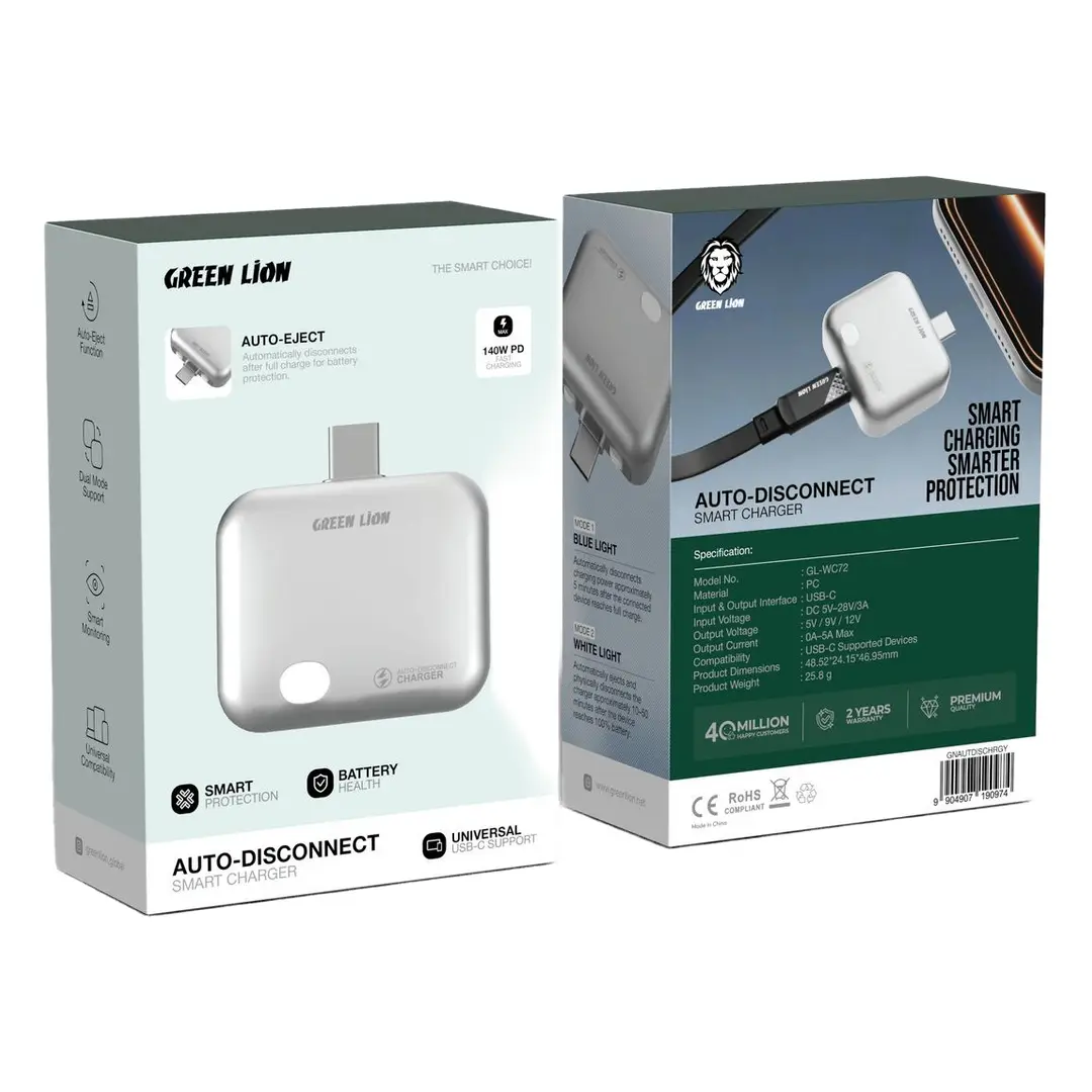 شارژر هوشمند گرین لاین Auto-Disconnect با USB-C و PD 140W — تصویر ۵
