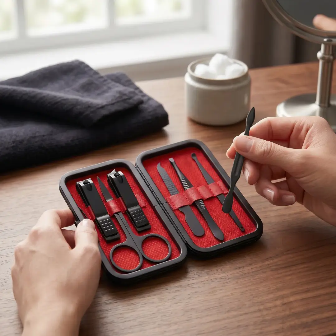 ست مانیکور ۷ تکه گرین لاین مدل 7-In-1 Manicure Set با کیف چرمی PU — تصویر ۴