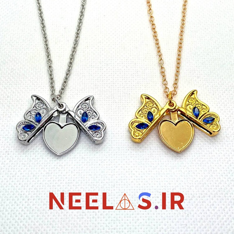 گردنبند لاکت طرح قلب پروانه — تصویر ۳