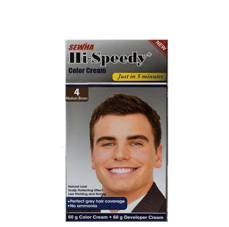 کیت رنگ مو مردانه قهوه ای متوسط 4 های اسپیدی – Hi Speedy