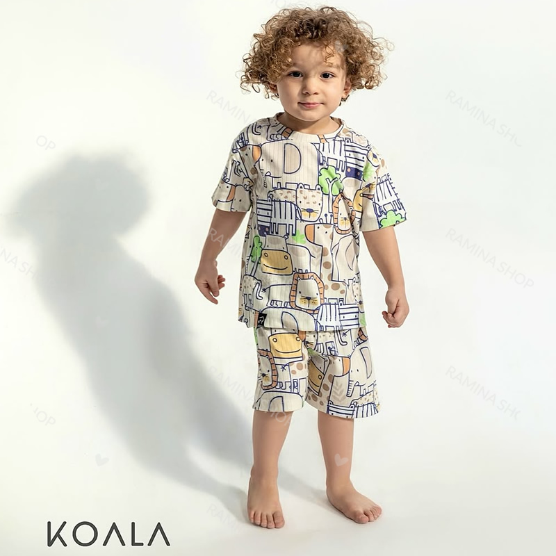 ست تیشرت شلوارک بچه گانه طرح حیوانات پازلی کوالا Koala — تصویر ۳
