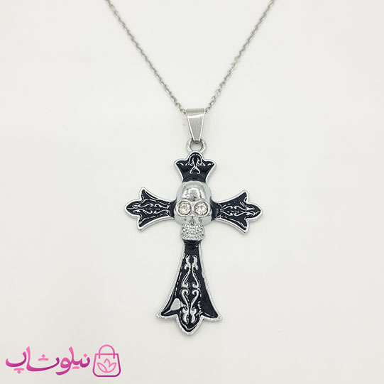 گردنبند دخترانه طرح اسکلت و صلیب