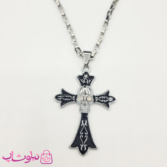 گردنبند پسرانه طرح اسکلت و صلیب