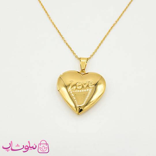 گردنبند لاکت قلب طلایی با طرح Love