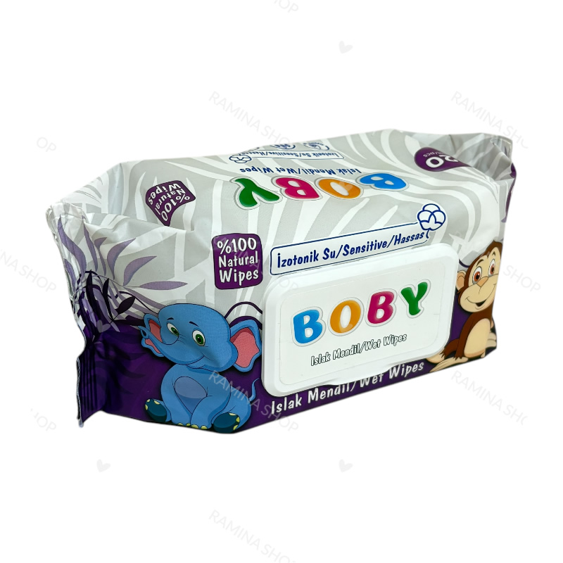 دستمال مرطوب کودک برای پوست های حساس 120 عددی طرح فیل بابی Boby — تصویر ۲