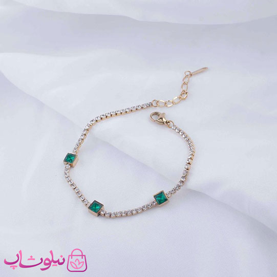 ست گردنبند و دستبند زنانه تمام نگین — تصویر ۳