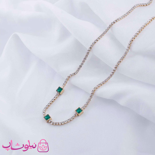 ست گردنبند و دستبند زنانه تمام نگین — تصویر ۴