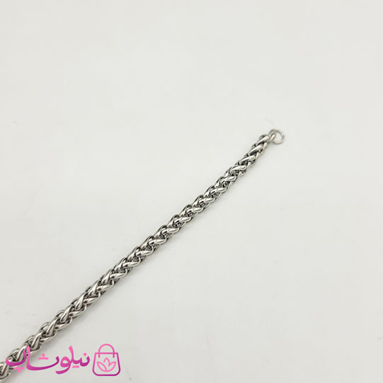 ست زنجیر و دستبند مردانه استیل نقره ای — تصویر ۳